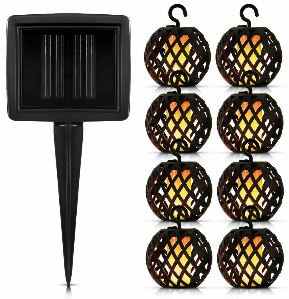 Bezdoteku LEDSolar FireFly solárne reťaz s 8 guľami, IPRO, 1W, teplá farba
