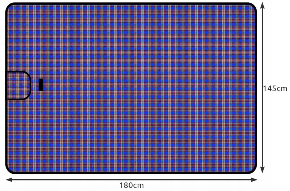 Pikniková deka v károvanom vzore 145 x 180 cm - modrá