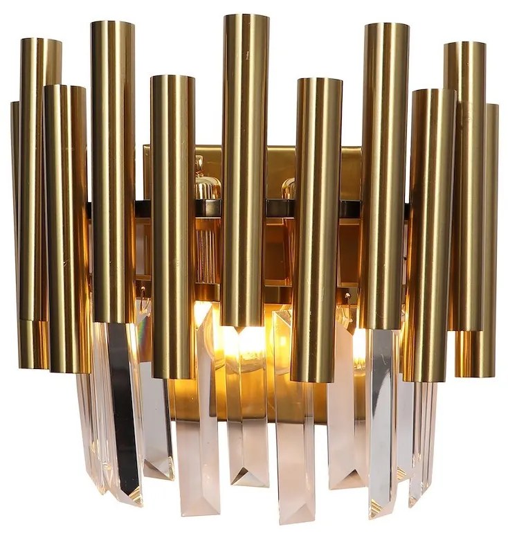 Nástenné svietidlo Madison, 1x krištáľové/zlaté kovové tienidlo