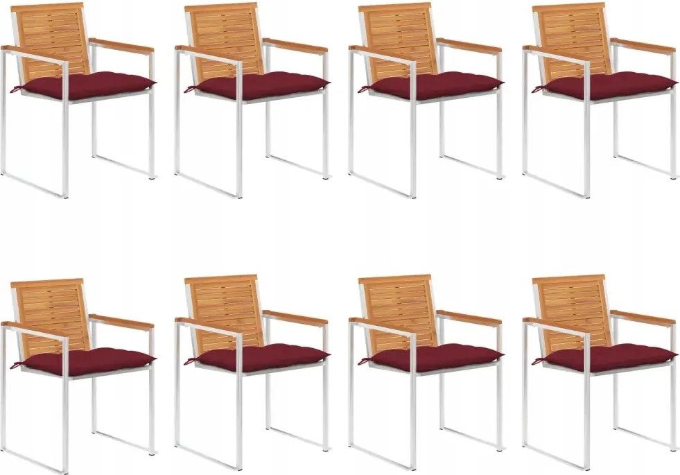 vidaXL Záhradné stoličky 8 ks s podložkami akáciový masív