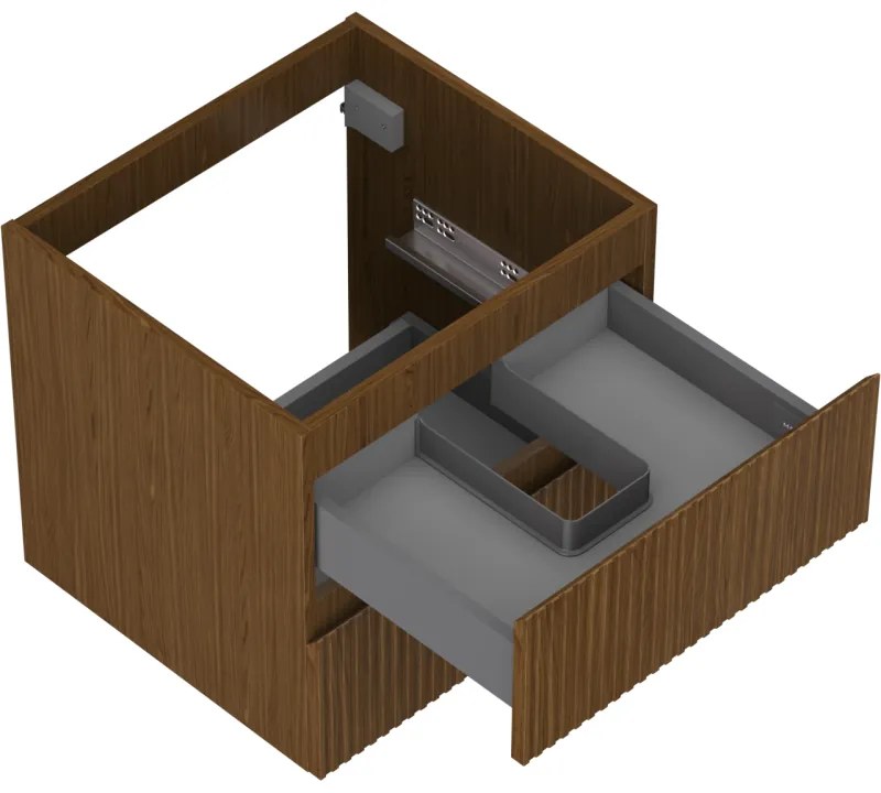Mexen Rivel, kúpeľňová skrinka 50 cm, 2 zásuvky, drážkovaná, orech, 91A20-05047-2-BFF86