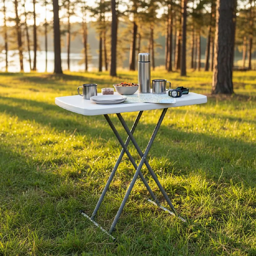 SKLADACÍ TURISTICKÝ/STRAVOVACÍ STÔL 76,5 x 49,5 x 36-71,5 CM NASTAVITEĽNÝ *9613