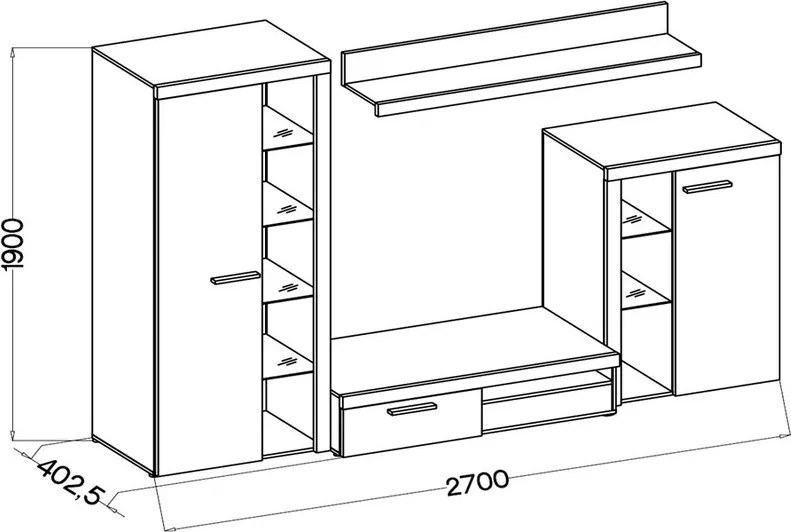 Obývacia stena Rumba, dub sonoma