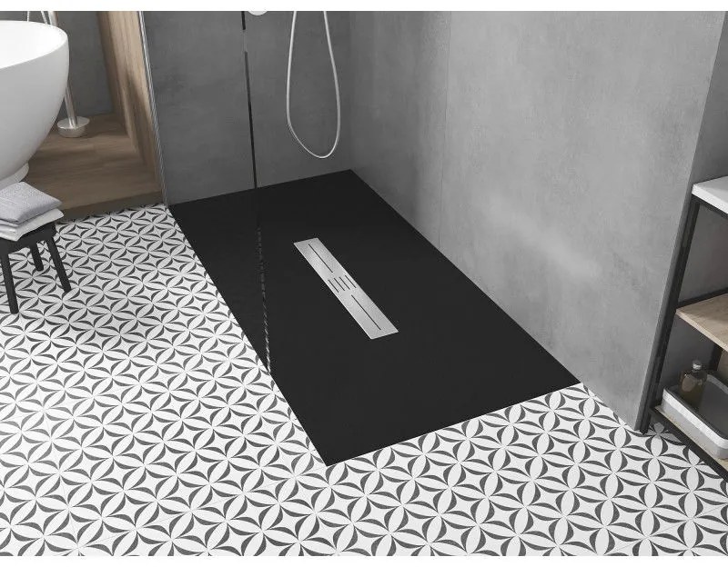 Mexen Toro, SMC obdĺžniková sprchová vanička 160 x 70 cm, čierna matná, 43707016