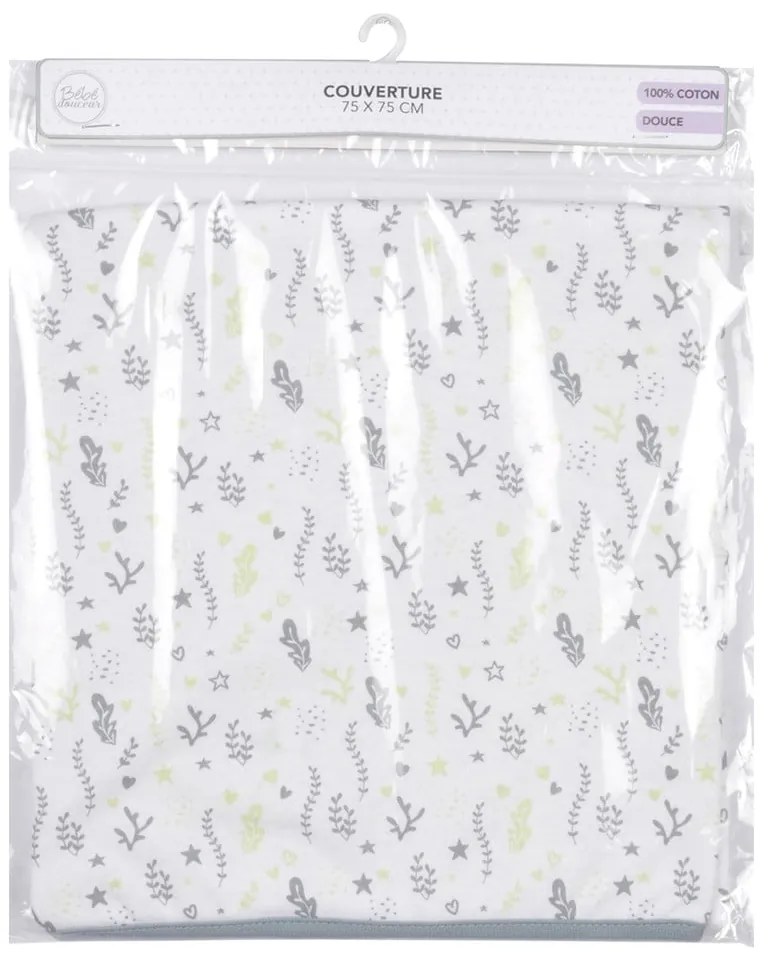 Bielo-šedá bavlnená detská deka 75x75 cm Ocean – Bébé Douceur