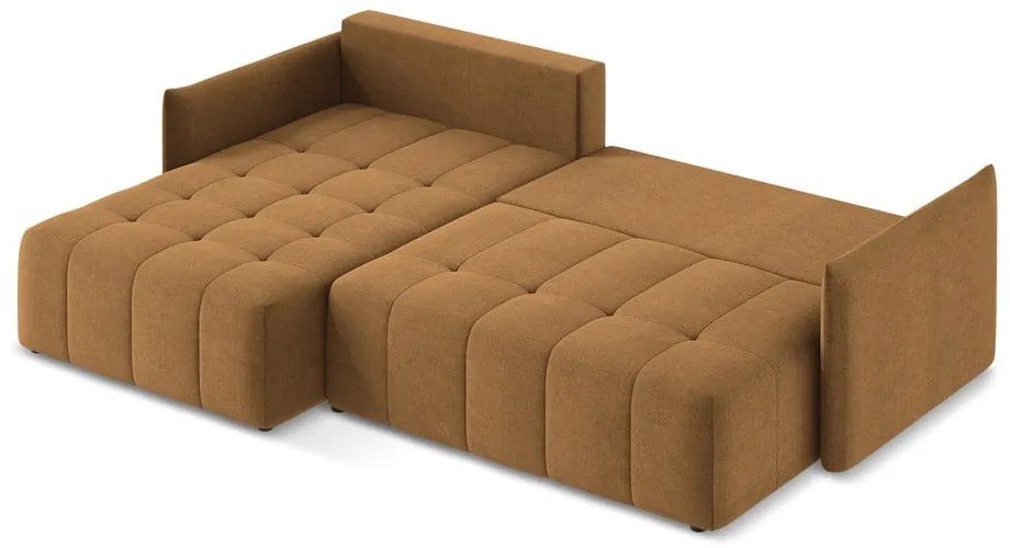 Terakotová rozkladacia/s úložným priestorom rohová pohovka (ľavý roh/s leňoškou) Moku – Makamii