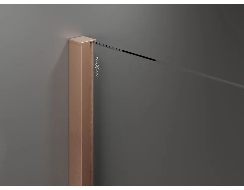 Mexen Velar, sprchový kút s posuvnými dverami 90 x 100 cm, 8mm šedé sklo, medená matná, 871-090-100-41-65