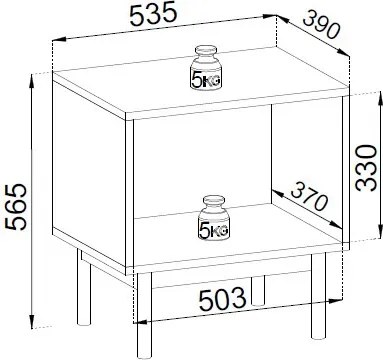 Nočný stolík / skrinka Japandi, béžový kašmír