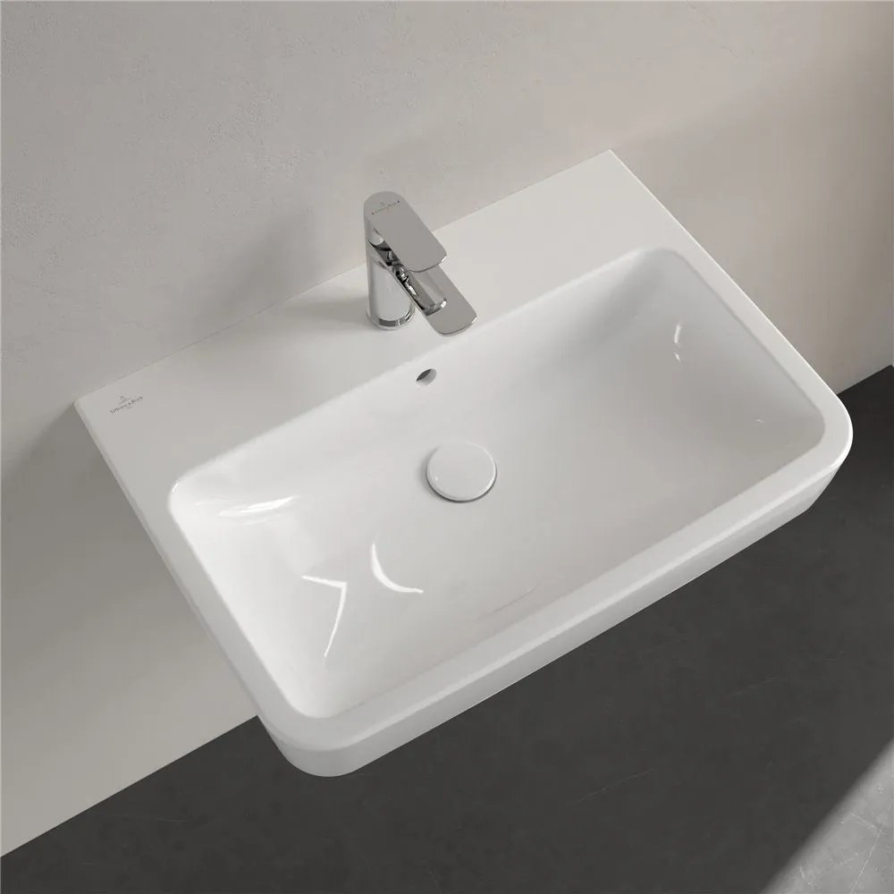 VILLEROY &amp; BOCH O.novo závesné umývadlo s otvorom (zadná a spodná strana brúsená), s prepadom, 650 x 460 mm, biela alpská, s povrchom AntiBac a CeramicPlus, 4A41KGT2