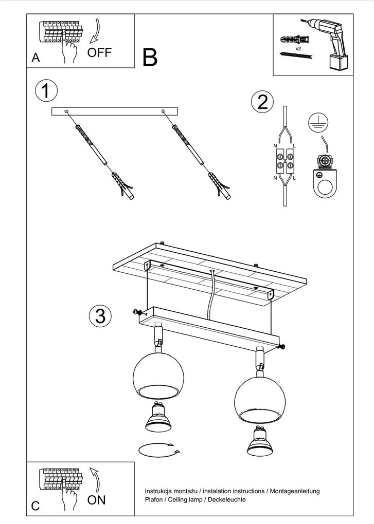 Stropné svietidlo OCULARE 2 biele