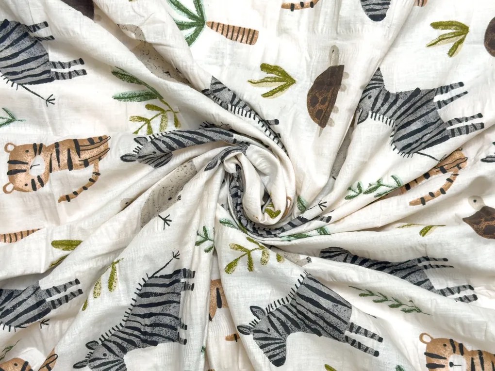 Krepové obliečky do postieľky Renforcé JUNGARI krémové Rozmer obliečky: 45 x 65 cm | 90 x 140 cm