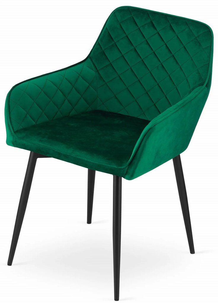 Vintino kreslo NOLA Velvet - smaragdovo zelena farba, nohy čierne - vintino.sk