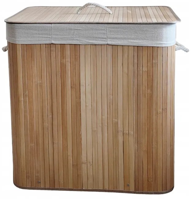 Bambusový kôš na bielizeň – 3 komory, 150 l biela