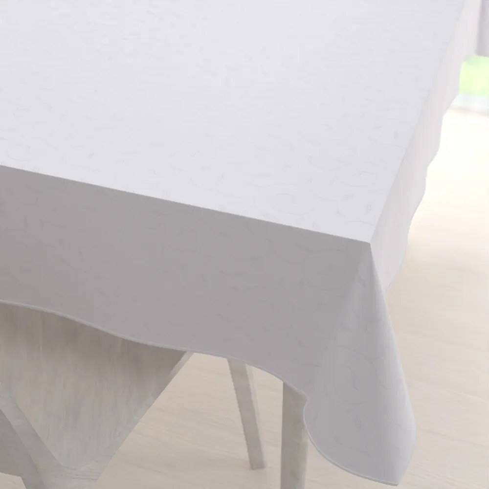 Biante Teflónový obdĺžnikový obrus TF-011 Popínavé lístky - studená biela 140x180 cm