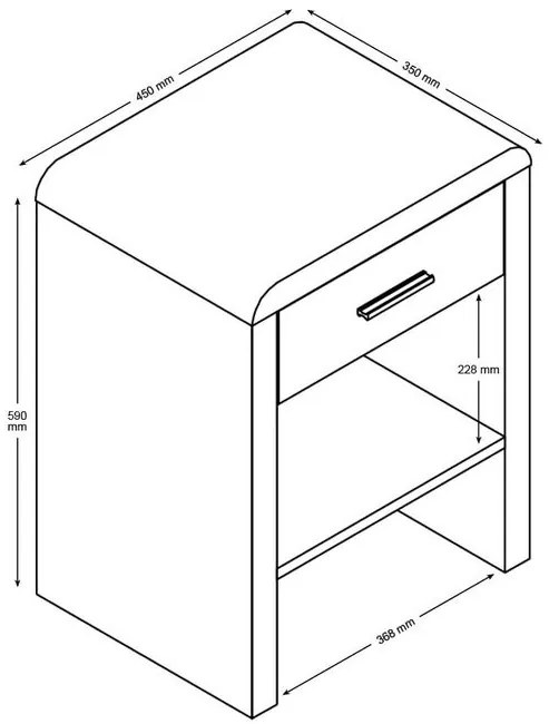 Nočný stolík EGO 45x35x59 cm - biely