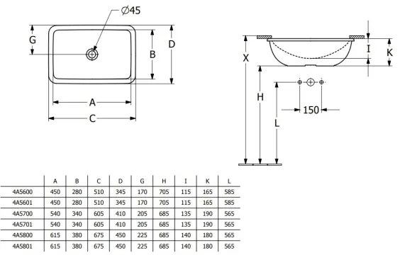 Villeroy & Boch 4A5601R1 - Zapustené umývadlo LOOP&FRIENDS 45x28 cm keramika/biela