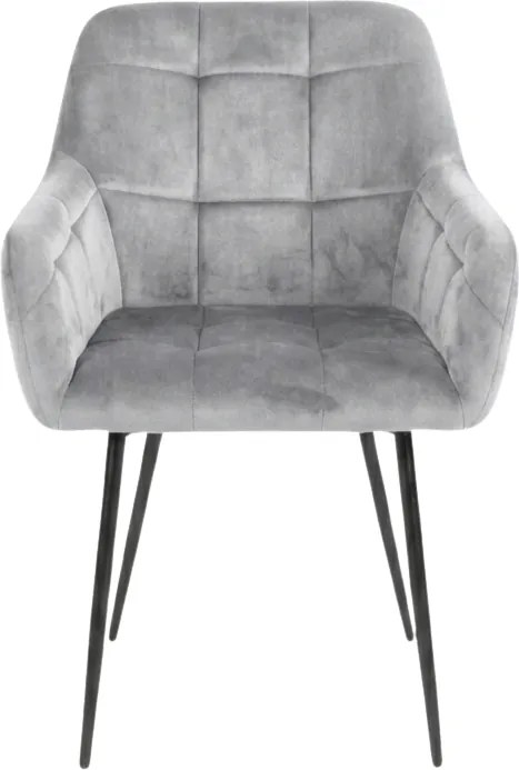 Sivé jedálenské kreslo LOREN VELVET s čiernymi nohami