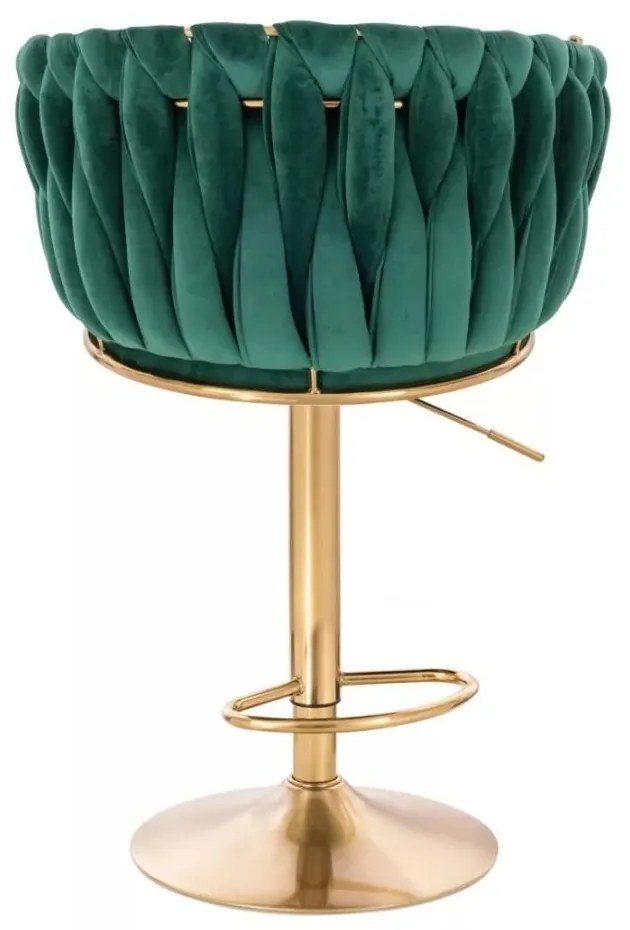 LuxuryForm DESIGN Barová stolička NORDEN VELUR na zlatom tanieri - zelená