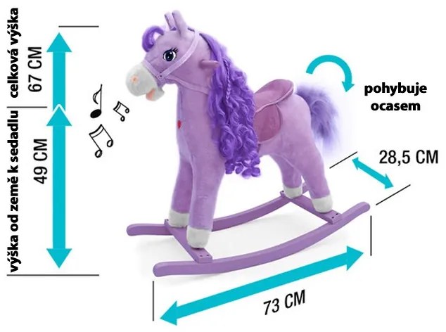 Hojdací koník s melódiou Milly Mally Princess pink