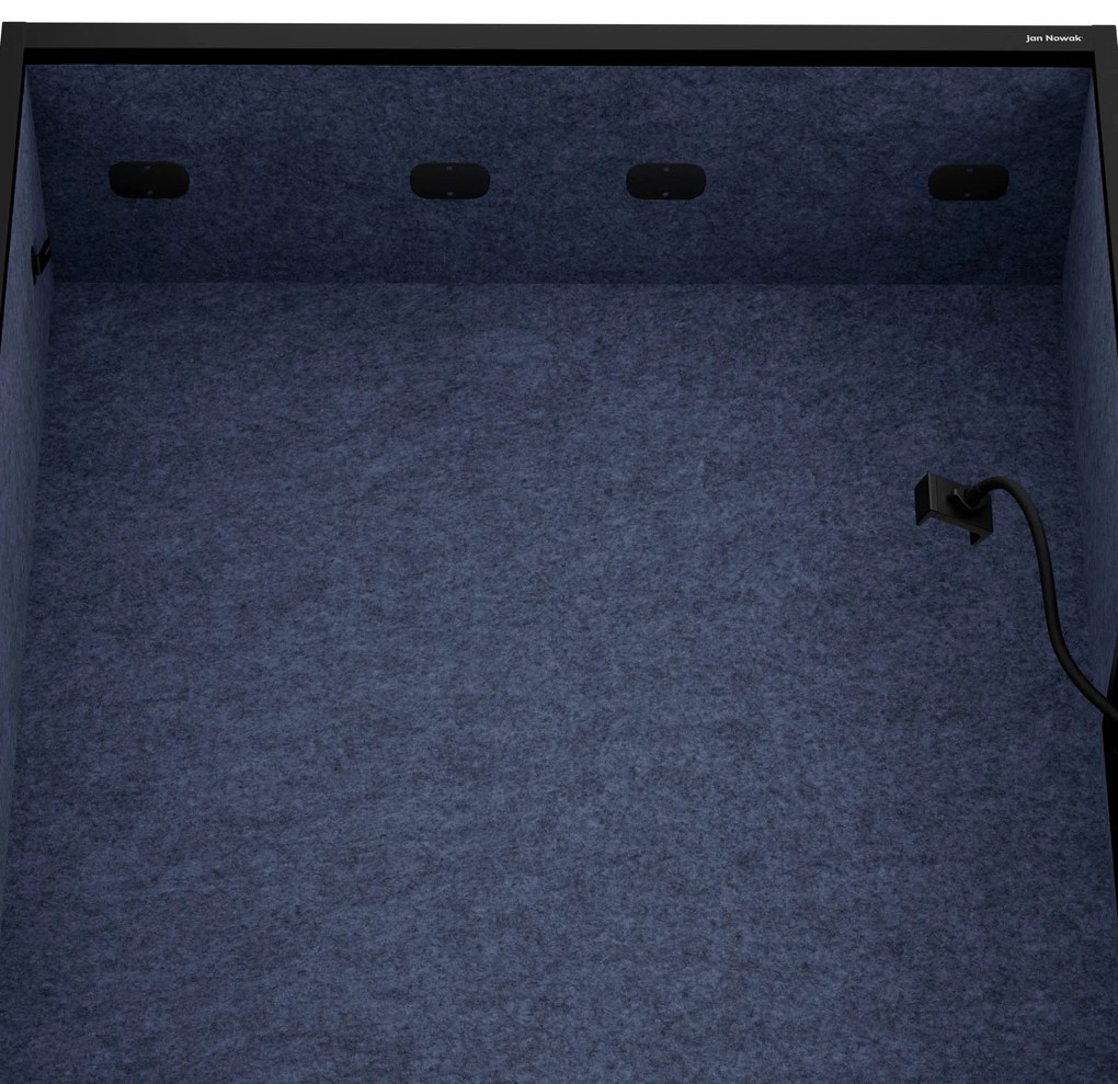 Akustická kabína SALLY MentalBox 1150 mm – čierny korpus, tmavomodré sedadlo