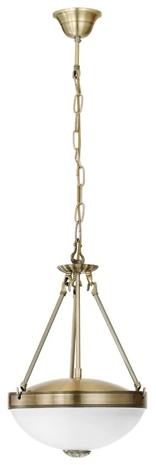 Závesné svietidlo v bielej a zlatej farbe so skleneným tienidlom ø 31 cm SAVOY – EGLO