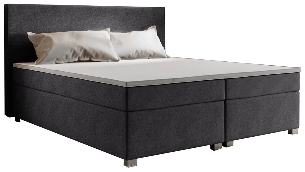 Manželská posteľ Boxspring 140 cm Simon (tmavosivá) (s matracom, bez úložného priestoru). Vlastná spoľahlivá doprava až k Vám domov. 1047327