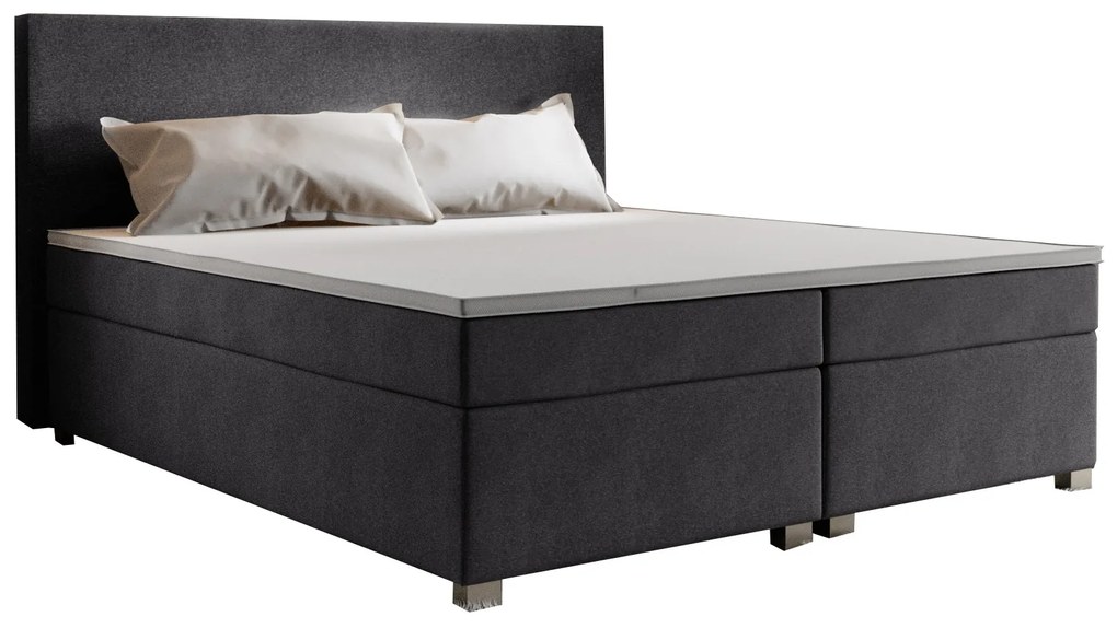 Manželská posteľ Boxspring 160 cm Simon (tmavosivá) (s matracom, bez úložného priestoru). Vlastná spoľahlivá doprava až k Vám domov. 1047335