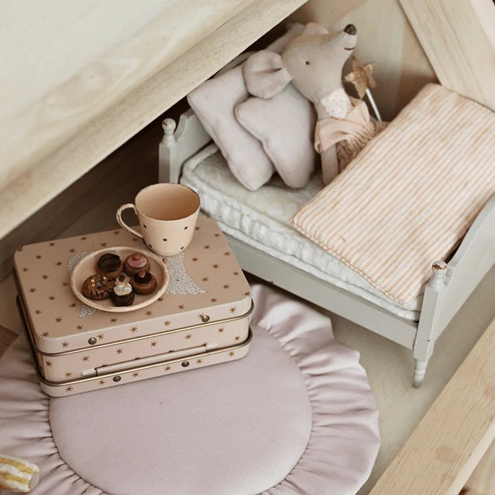 Mini podložka s volánom púdrovo ružová