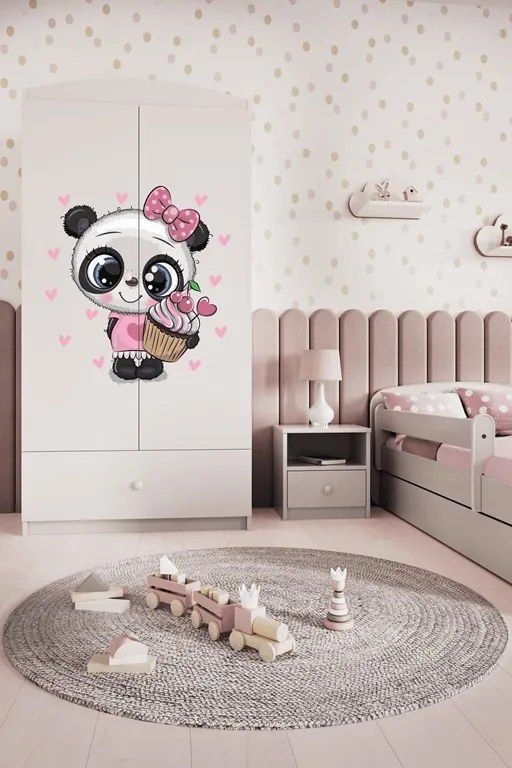 Detská šatníková skriňa BABYDREAMS Panda biela