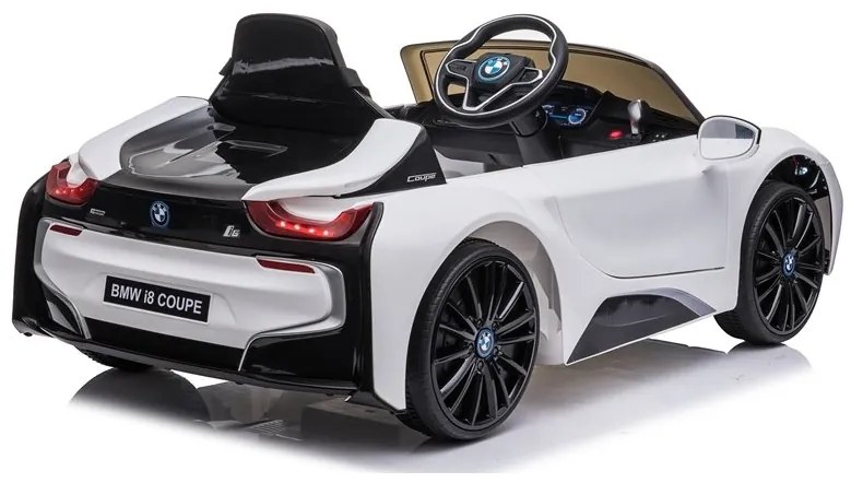 RAMIZ ELEKTRICKÉ AUTÍČKO BMW i8 - NELAKOVANÉ - BIELE  - 2x35W MOTOR - 1x12V4,5Ah - BATÉRIA - 2022