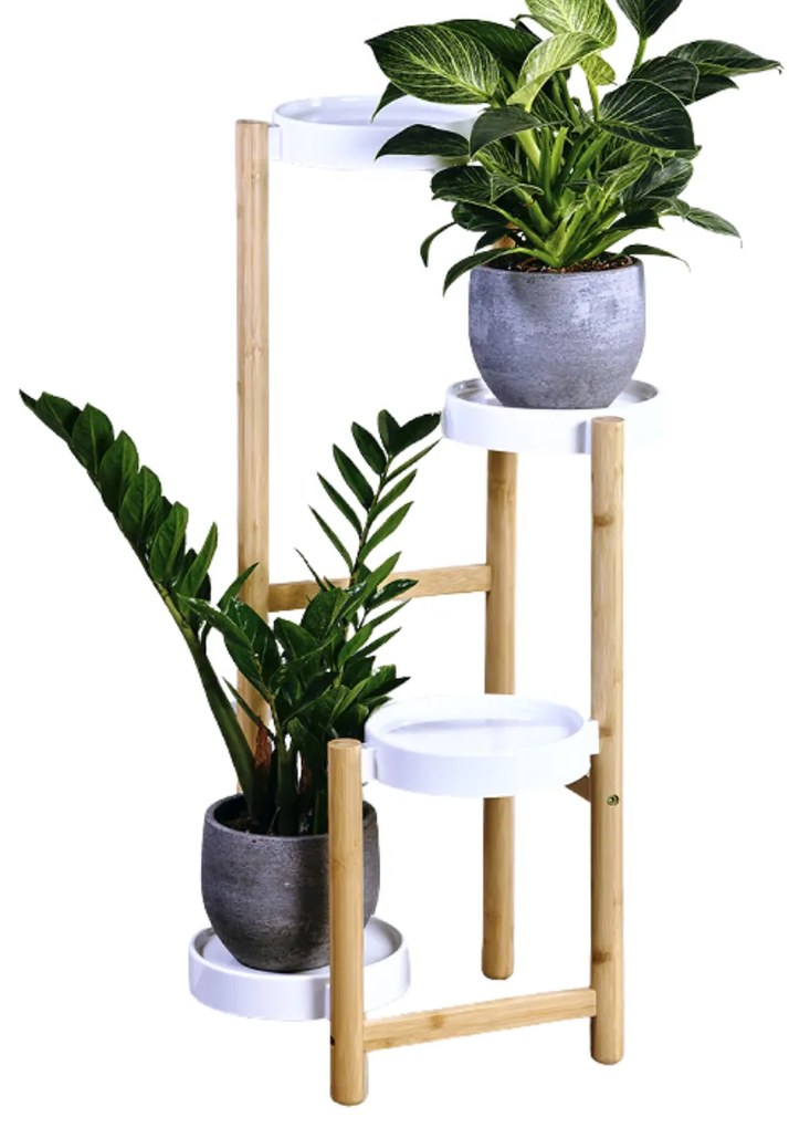 Kesper Stojan na kvety, 4 - poschodia, drevo, biely