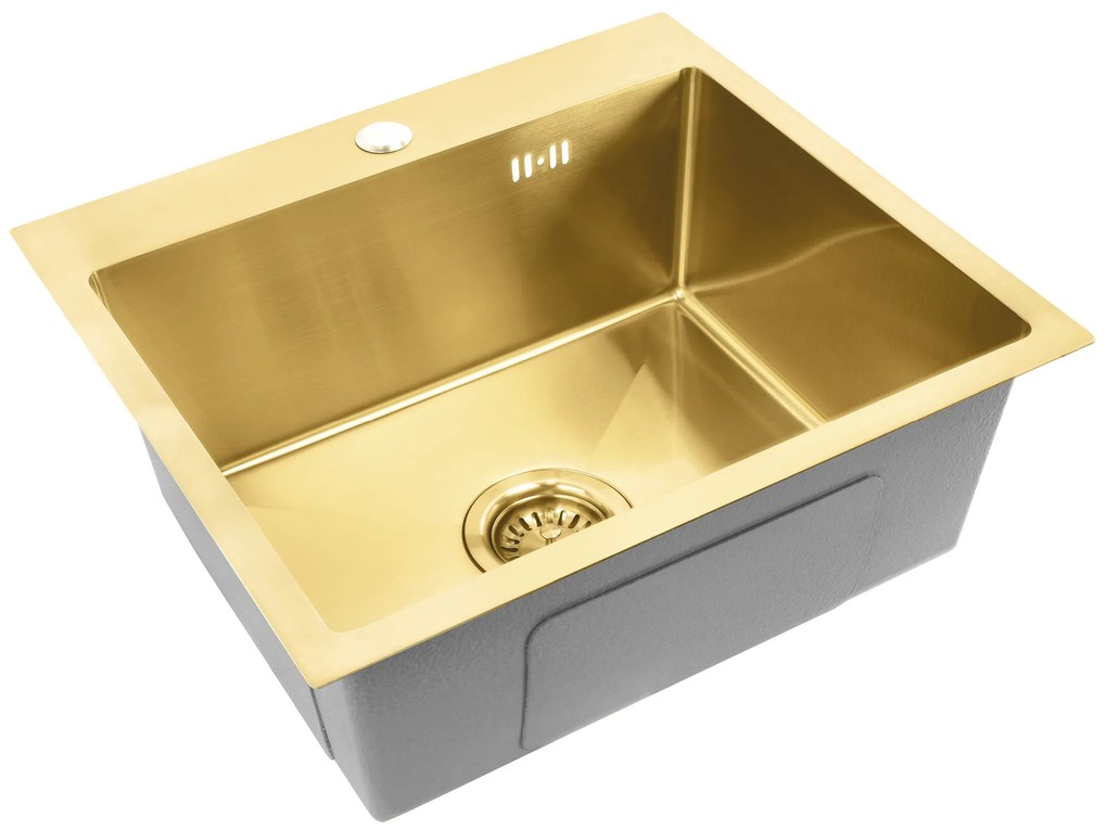 Rea Leo, 1-komorový oceľový drez 500x450x185 mm, zlatá matná, ZLE-06004