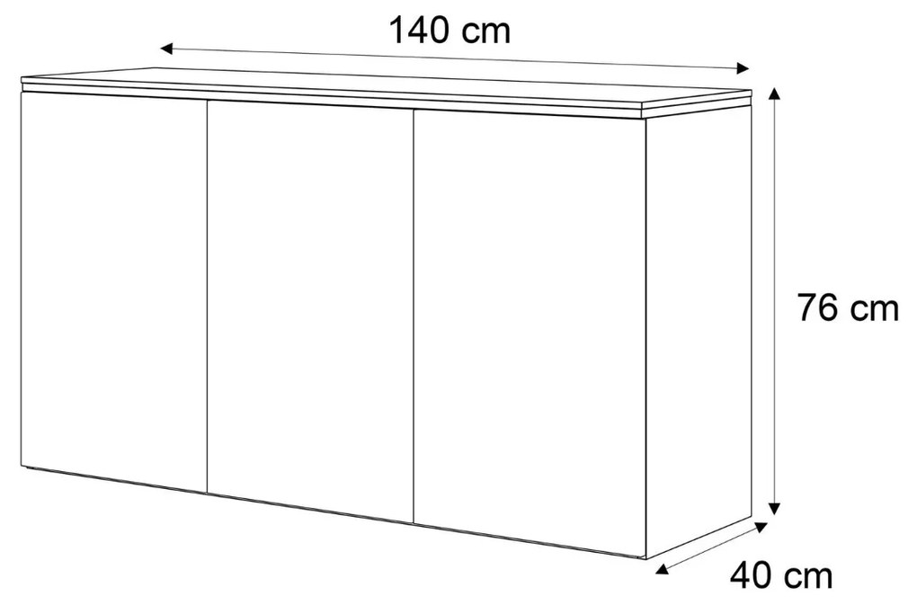 ZÁVESNÁ KOMODA NESSIE KAŠMÍR + ZLATÁ 140 cm