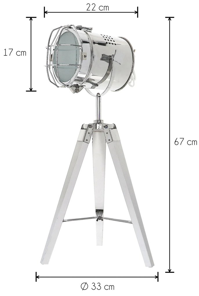 Dekorstudio Podlahová lampa TRIPOD na bielej trojnožke s chrómovaným tienidlom