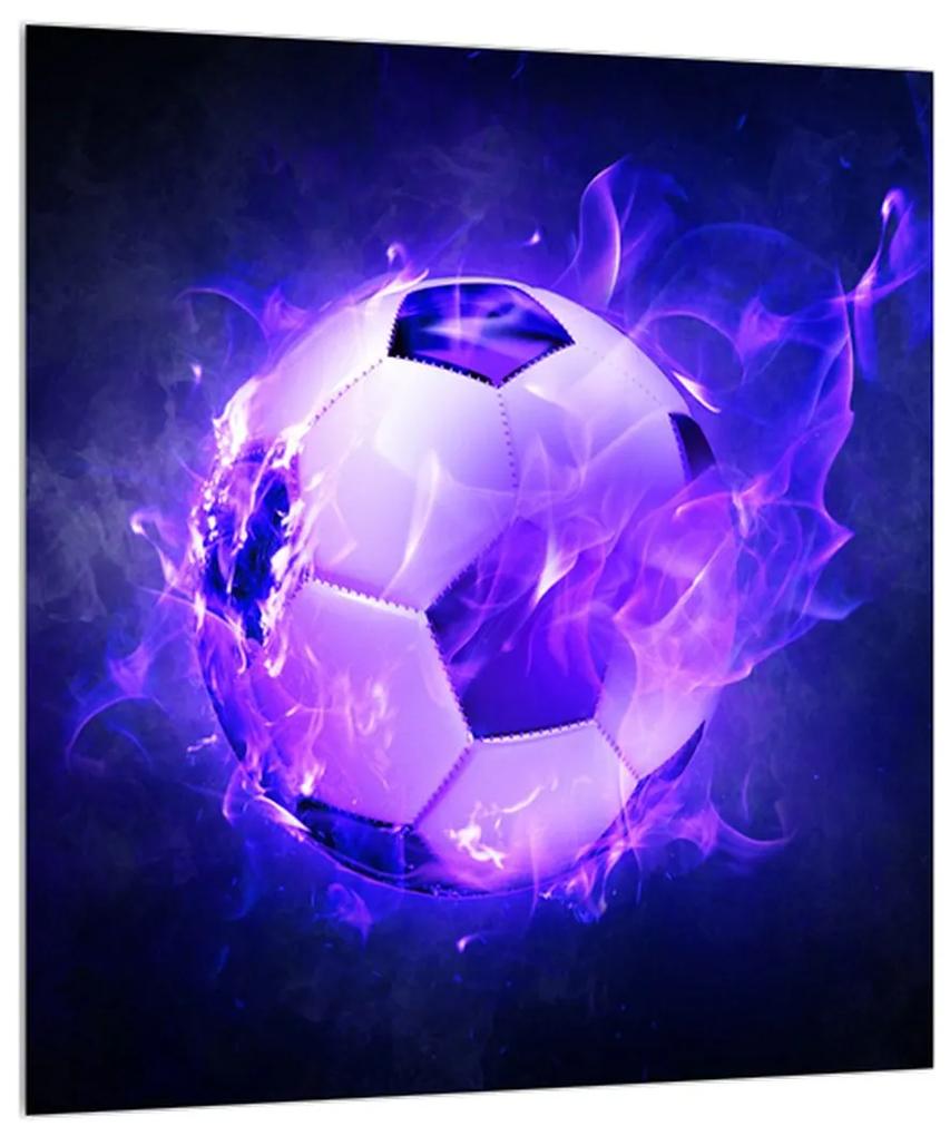 Obraz futbalovej lopty v modrom ohni (30x30 cm)
