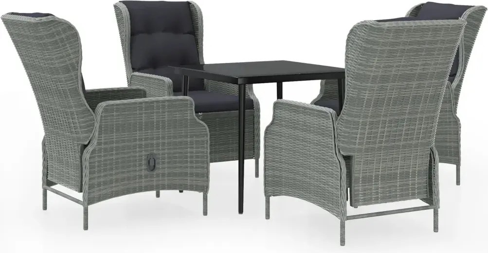 vidaXL 5-dielna sada záhradného nábytku, svetlosivá