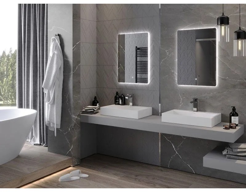 Mexen Sun, LED kúpeľňové zrkadlo s podsvietením 50 x 70 cm, 6000K, ochrana proti zahmlievaniu, 9807-050-070-611-00