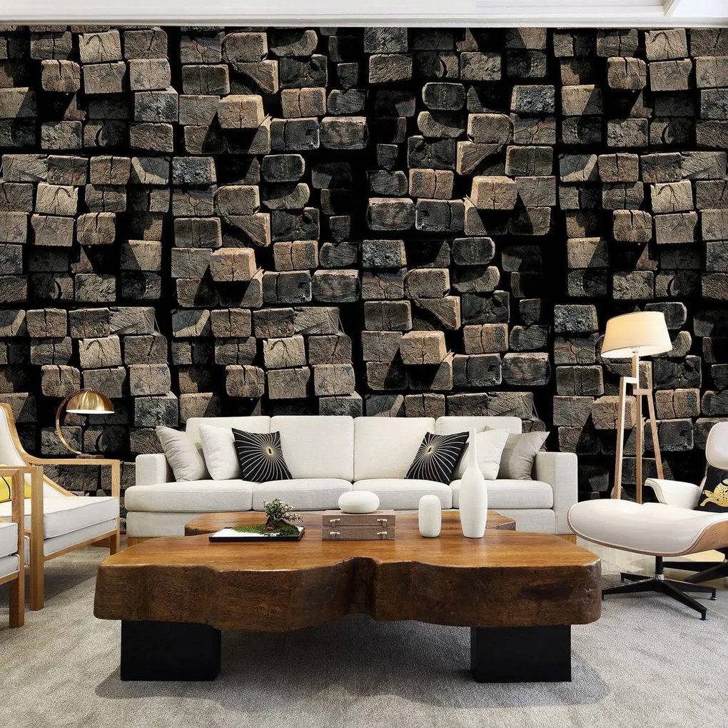 Fototapeta - Hromada drevených nosníkov (152,5x104 cm)