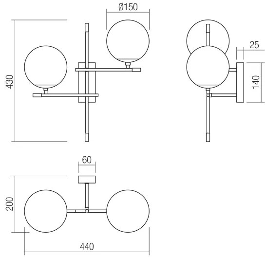 Redo 01-2947 - Nástenné svietidlo ESSENTIAL 2xE14/28W/230V