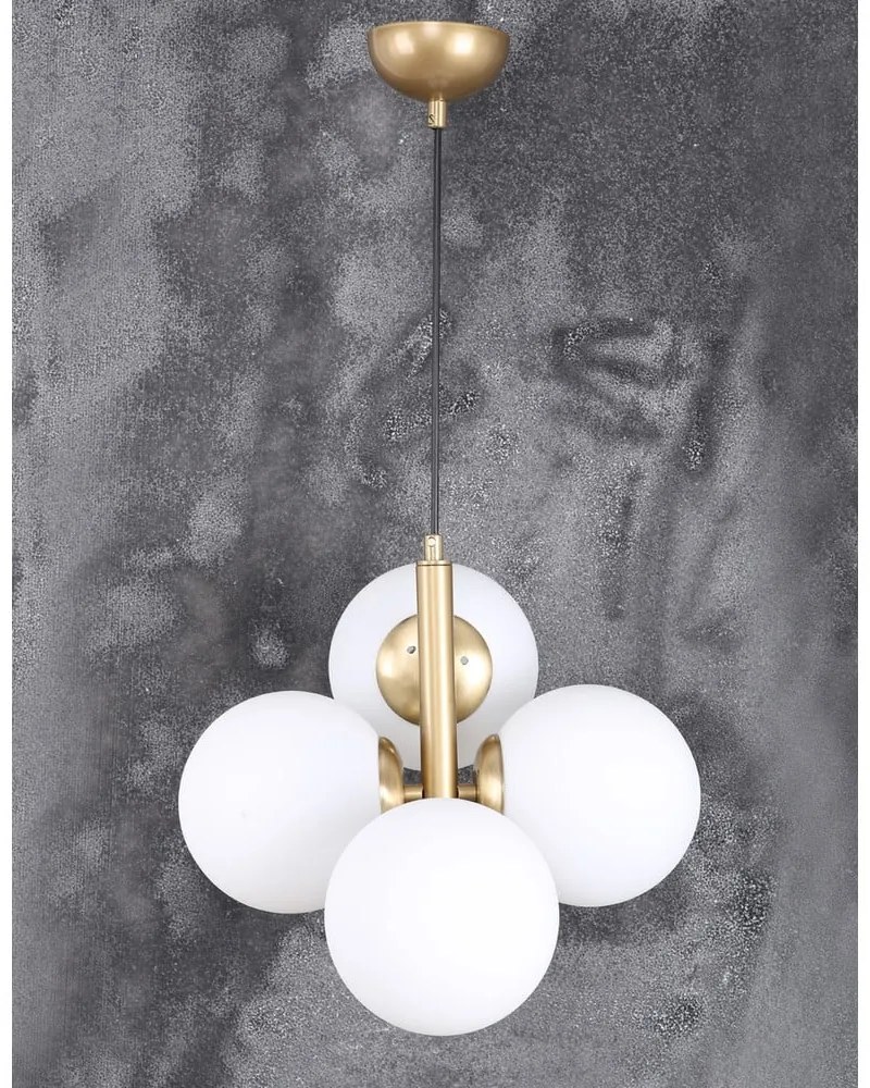 Biele/v zlatej farbe závesné svietidlo so skleneným tienidlom ø 15 cm Forte – Squid Lighting
