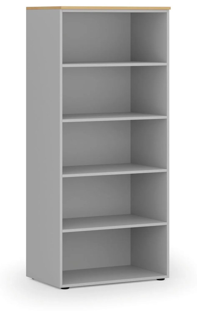 Kancelársky regál PRIMO GRAY, 1781 x 800 x 500 mm, sivá/buk