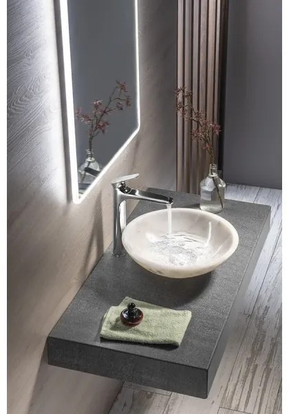 Sapho - Umývadlo na dosku BLOK, priemer 40 cm, mramor/biela