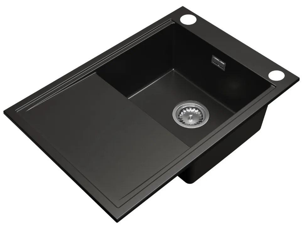 Gamma Design 7050, 1-komorový granitový drez 700x480x205 mm, čierna, GMA-ZLE000129