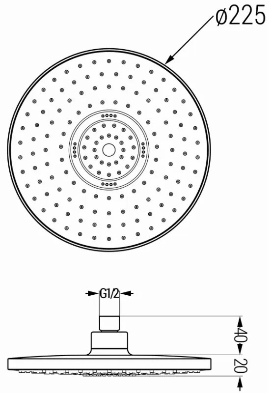 Mexen sprchová hlavica D-05, Round 22 cm, čierna, 79705-70