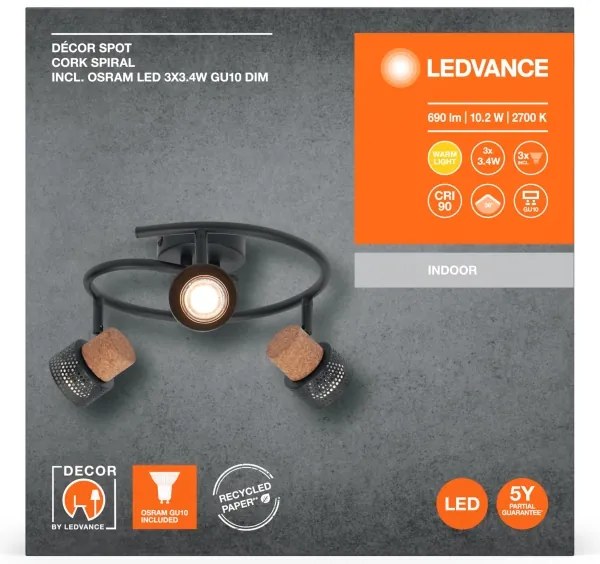 Ledvance - LED Bodové svietidlo DECOR CORK 3xGU10/3,4W/230V