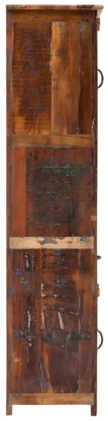 furniture-nabytek.cz - Masivní koupelnová vysoká skříňka Sumana z recyklovaného dřeva, lakovaná, hnědá – 50×40×180 cm