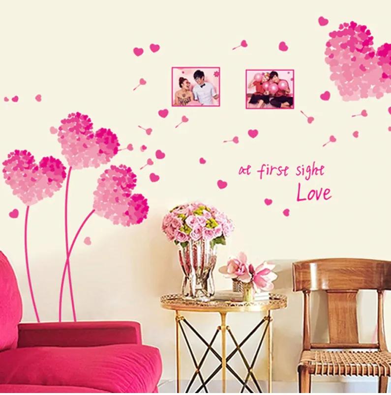 Veselá Stena Samolepka na stenu na stenu Kvety lásky ružové