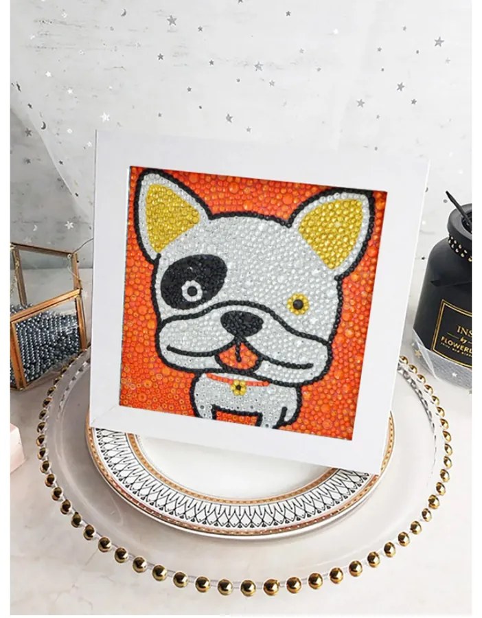 BASIC detský set na diamantové maľovanie, francúzsky buldog, 15x15 cm, bez rámu