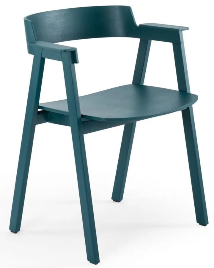 Jedálenská stolička s podrúčkami z dubového dreva v petrolejovej farbe Flip – Gazzda