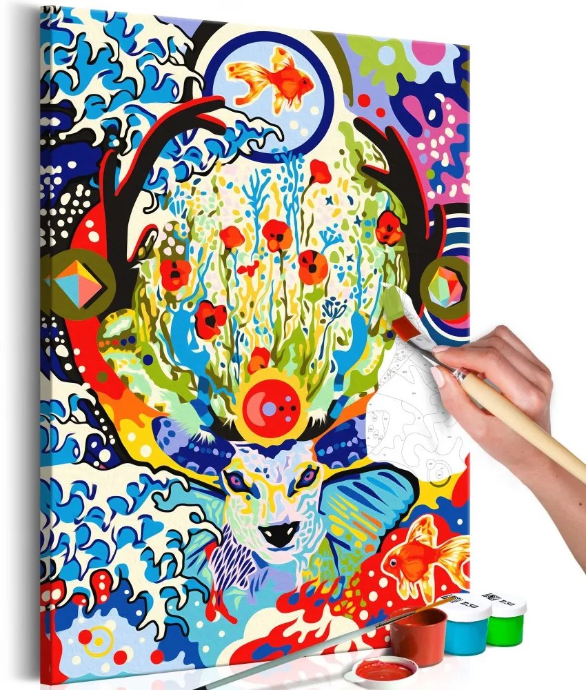 Maľovanie podľa čísiel - Deer and Flowers 40x60